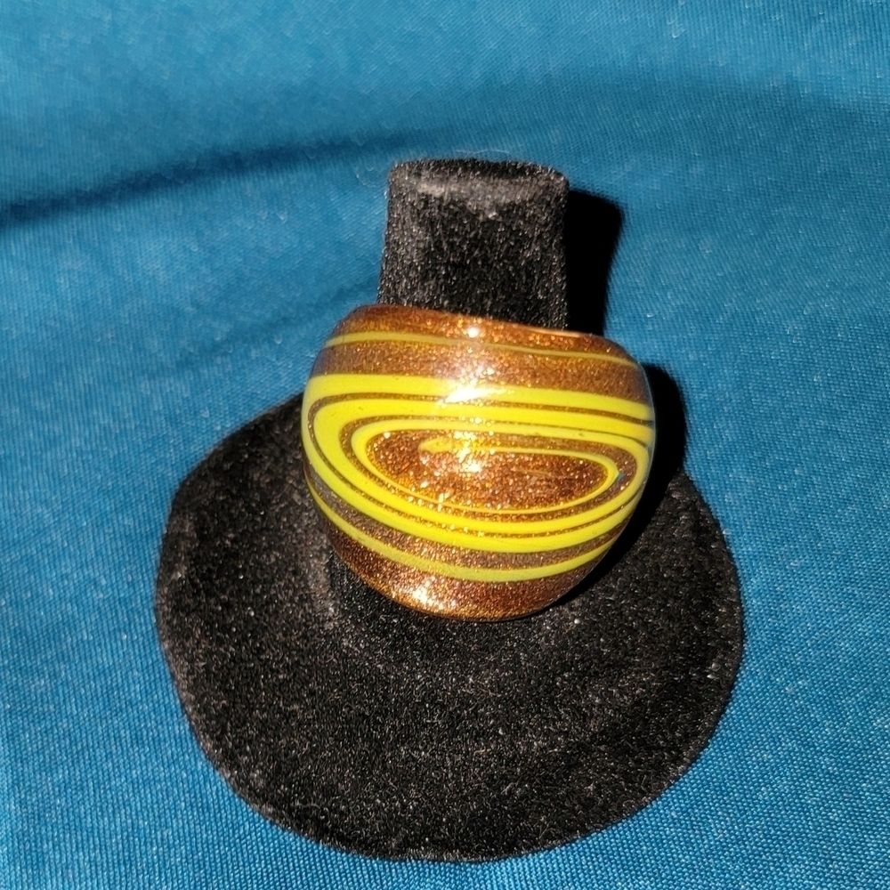 New Gold and Yellow Swirl MURANO glass Ring